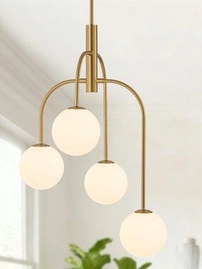 Brass Sputnik Style 4 Light Chandelier